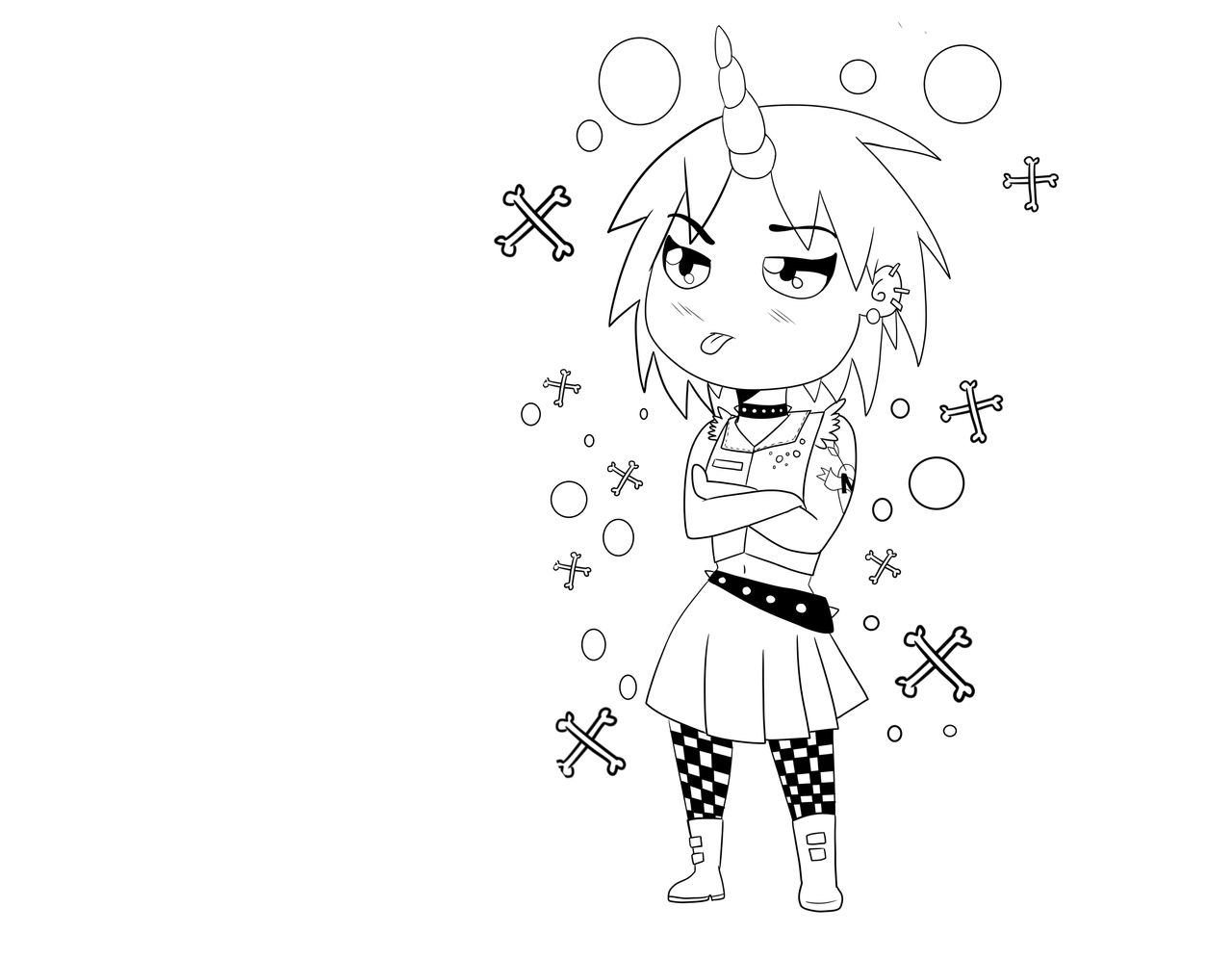 Free punky unicorn girl coloring page by jacqeydraws on