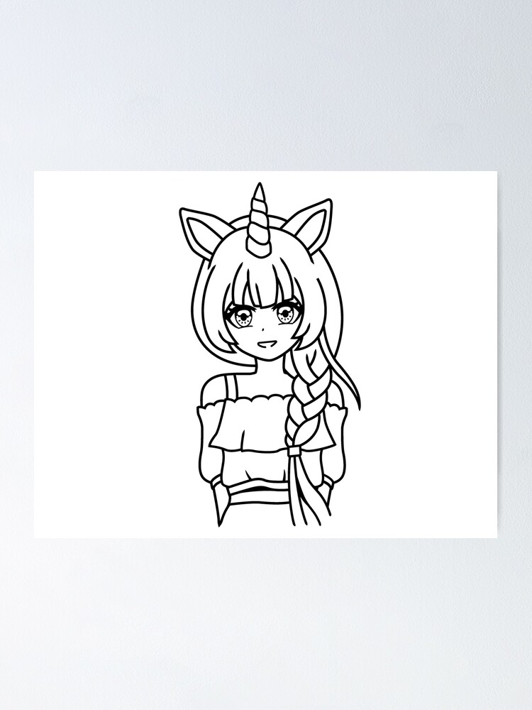 Unicorn girl anime girl poster for sale by quadmacdesigns