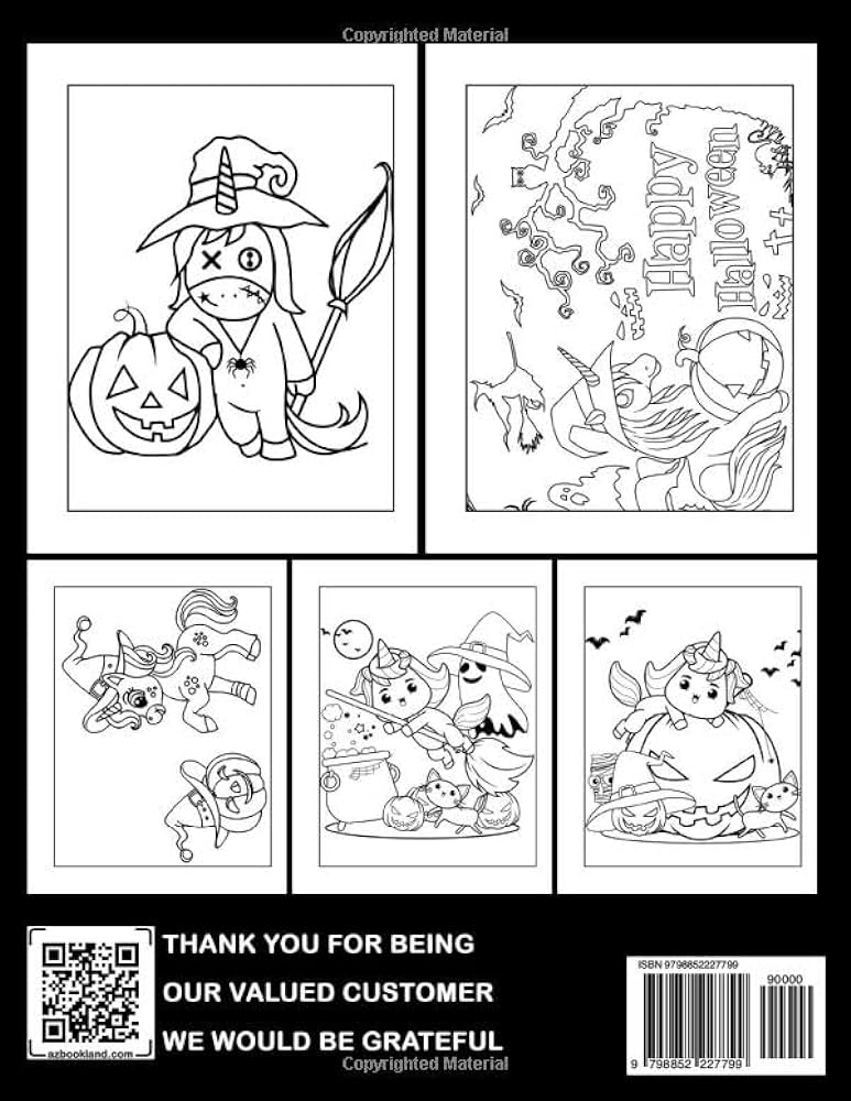 Unicorn halloween coloring book fun and easy coloring pages in cute kawaii style for all ages to relax and unwind elliott zaina books