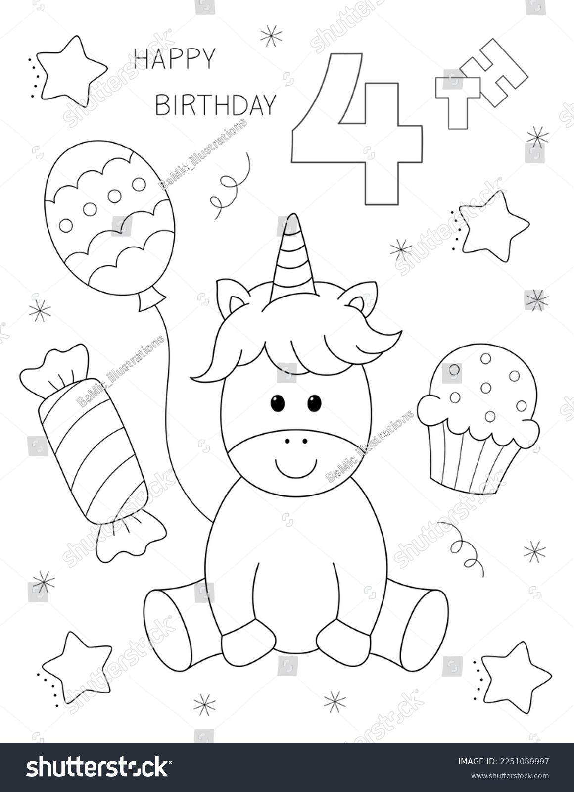 Years old happy birthday coloring stock illustration