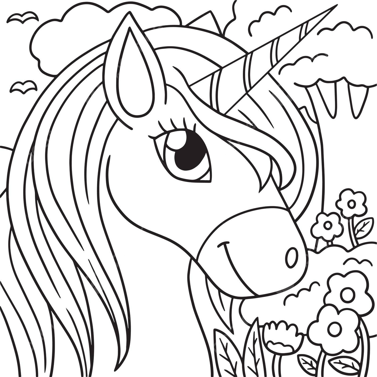 Unicorn head coloring page for kids colouring book isolated big vector colouring book isolated big png and vector with transparent background for free download