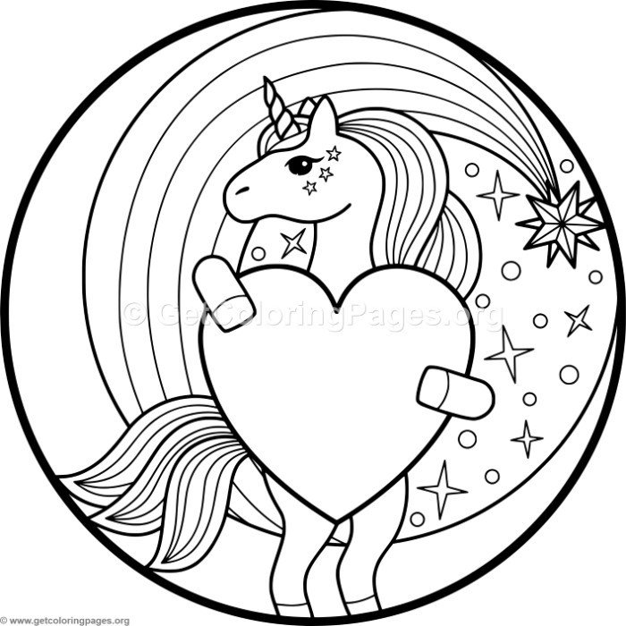 Unicorn and heart coloring pages â getcoloringpagesorg na