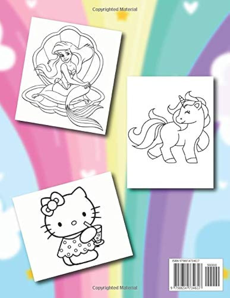 In coloring book unicorn hello kitty mermaid cute unique coloring pages for girls ages
