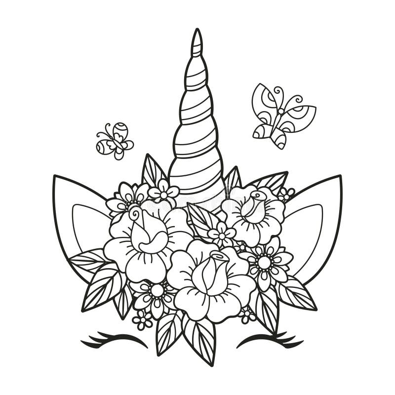 Unicorn horn flowers coloring stock illustrations â unicorn horn flowers coloring stock illustrations vectors clipart