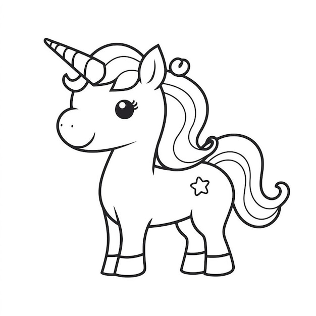 Premium ai image a coloring page of a unicorn with a horn on its head generative ai