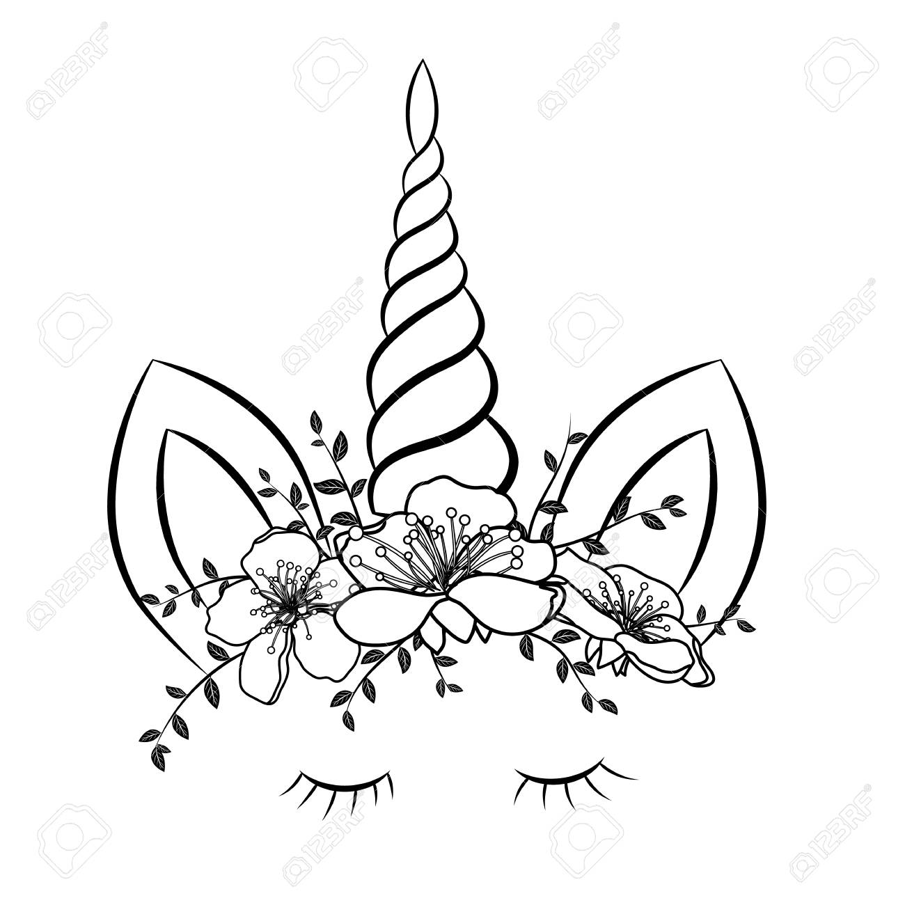 Vector unicorn isolated on white background coloring book page for adults kids royalty free svg cliparts vectors and stock illustration image