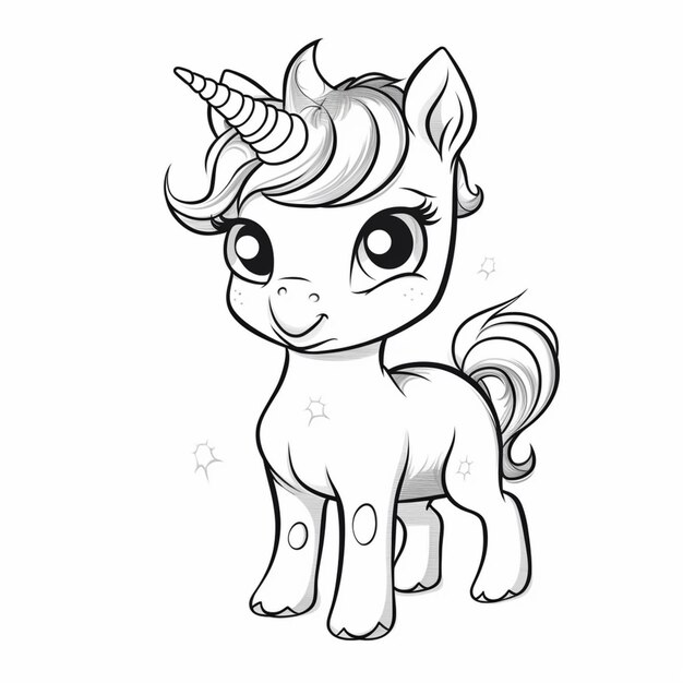 Premium ai image a drawing of a little pony with a unicorn horn on its head generative ai