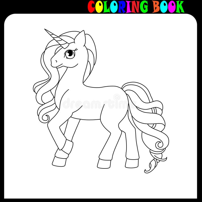 Coloring book unicorne horse or pony theme stock vector