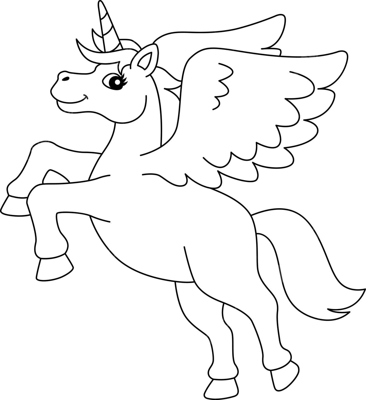 Flying unicorn coloring page isolated for kids horn icon illustration vector unicorn drawing rat drawing ring drawing png and vector with transparent background for free download