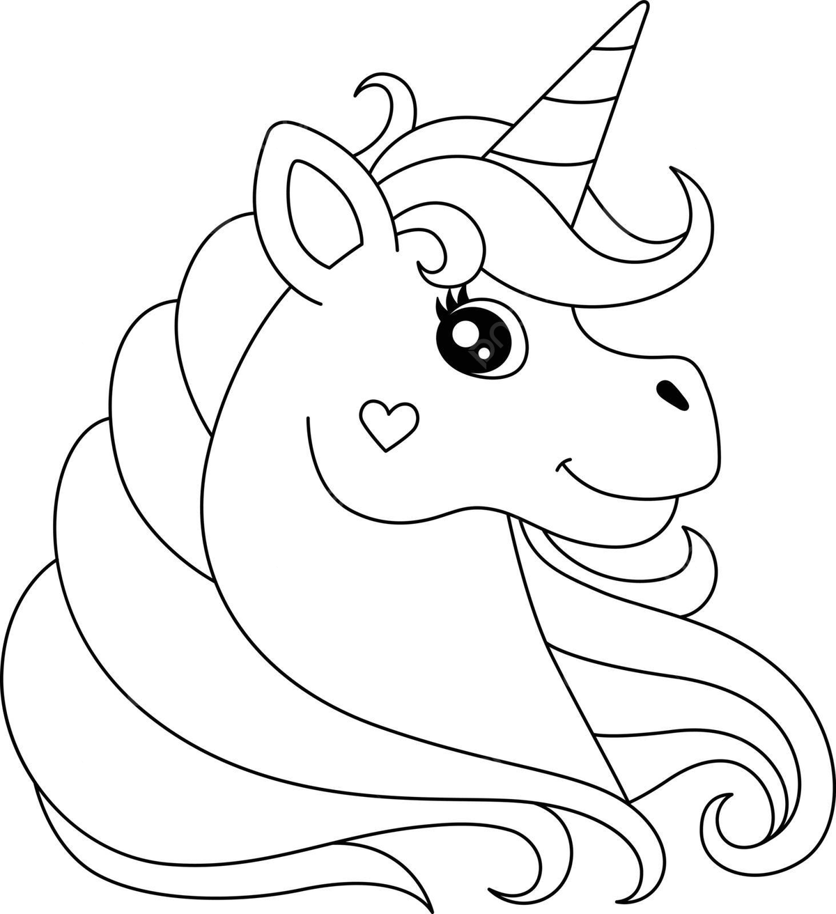 Unicorn head coloring page isolated for kids horn toddler head vector horn toddler head png and vector with transparent background for free download