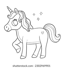 Unicorn coloring book kids horse coloring stock illustration