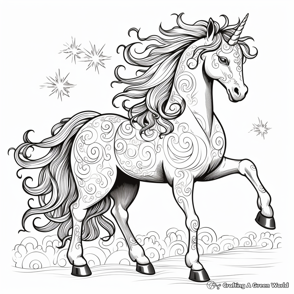 Unicorn horse coloring pages