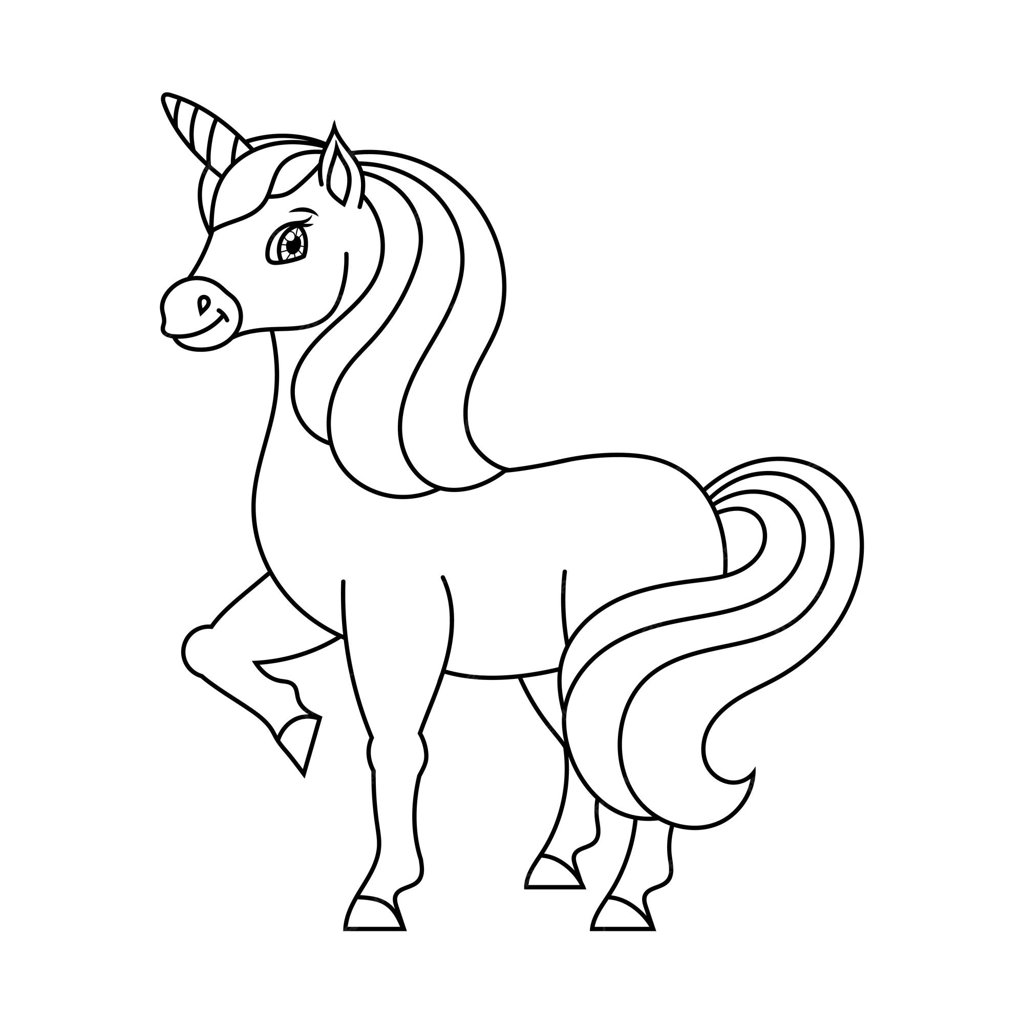 Premium vector cute unicorn magic fairy horse coloring book page for kids cartoon style