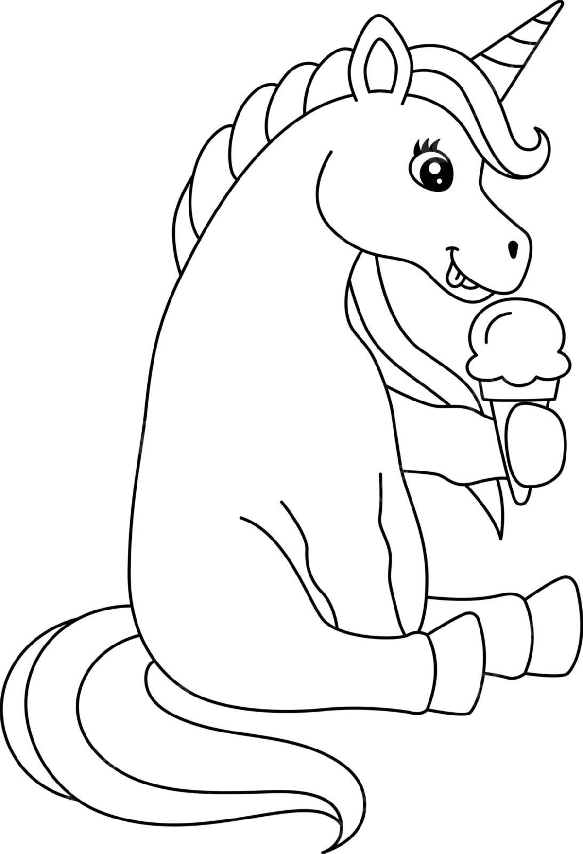 Unicorn eating ice cream coloring page isolated fason cute icon vector fason cute icon png and vector with transparent background for free download