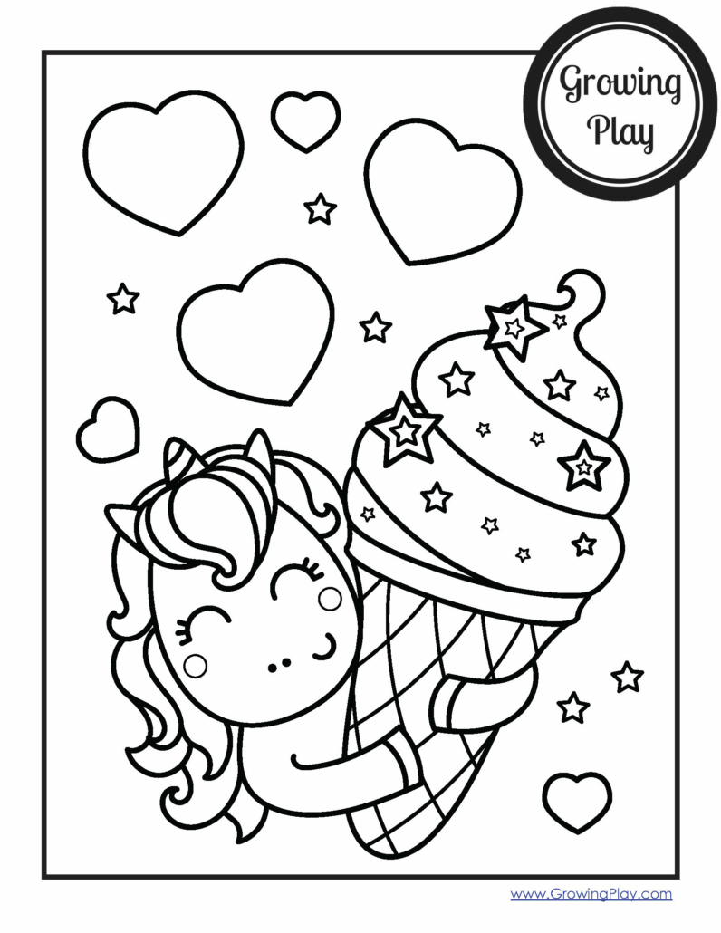 Cute kawaii unicorn coloring pages free