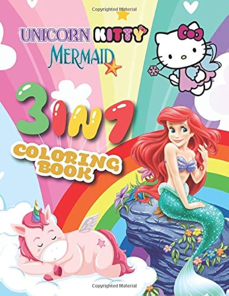 In coloring book unicorn hello kitty mermaid cute unique coloring pages for girls ages