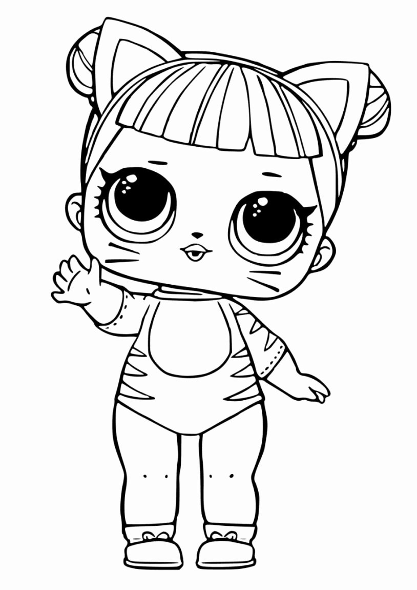 Baby cat lol doll coloring page