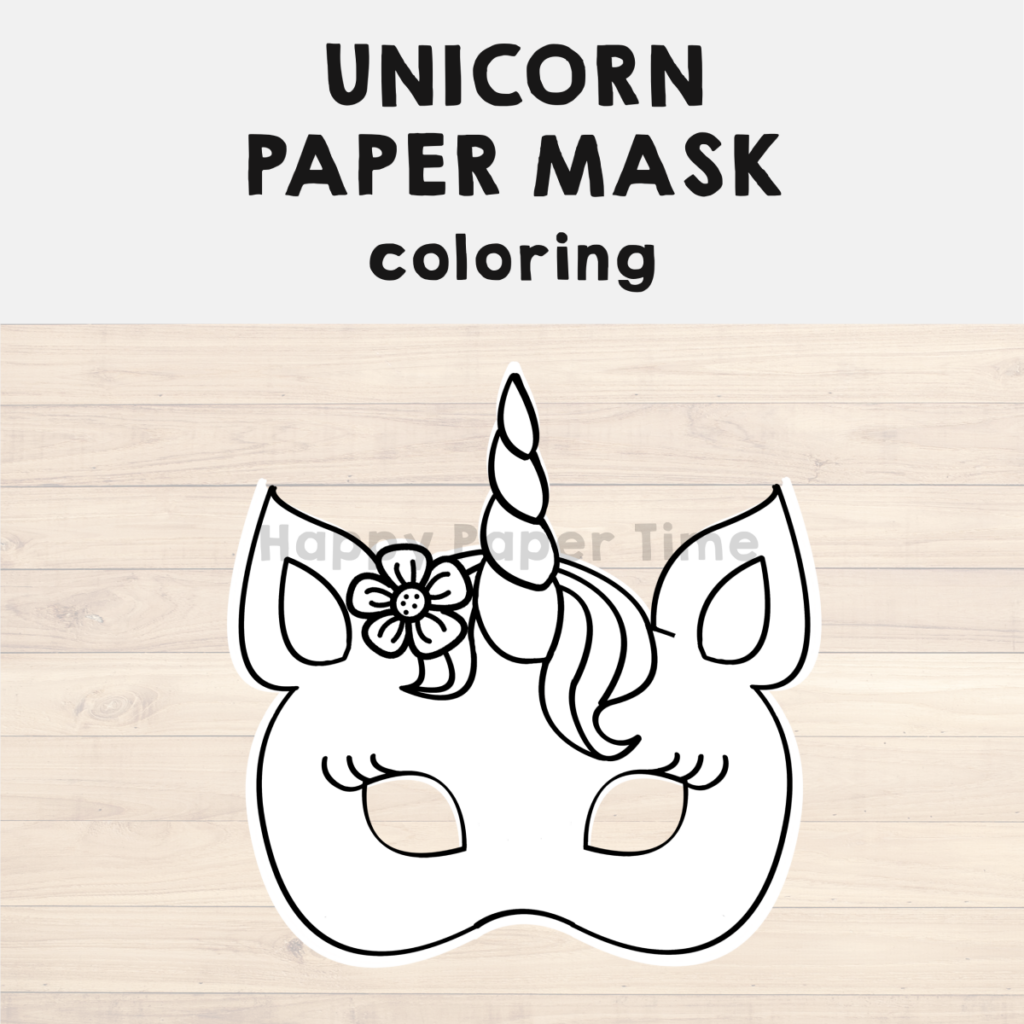Unicorn paper mask printable fairytale coloring craft activity costume made by teachers