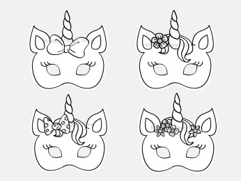 Unicorn masks printable for coloring