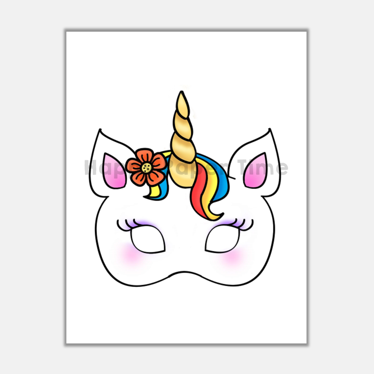 Unicorn paper mask printable fairytale coloring craft activity costume made by teachers