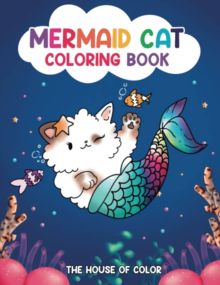 Mermaid cat coloring book merkitties adorable cat mermaid coloring book for kids cute cats mermaid to color mermaid cat coloring books for girls kitty mermaid coloring pages fantasy artmercat color the