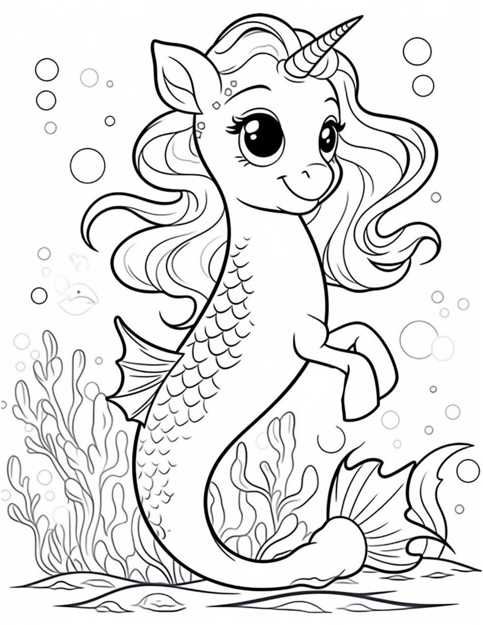 Mermaid coloring pages for kids and adults