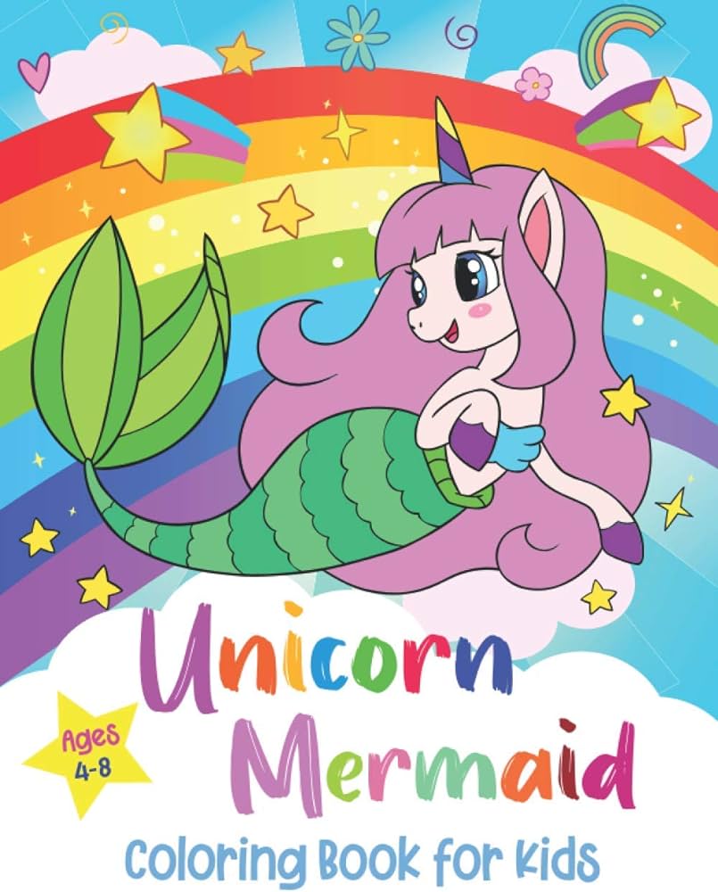 Unicorn mermaid coloring book for kids ages