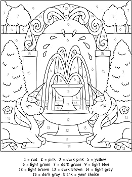 Unicorns color by number dover fantasy coloring books dahlen noelle books