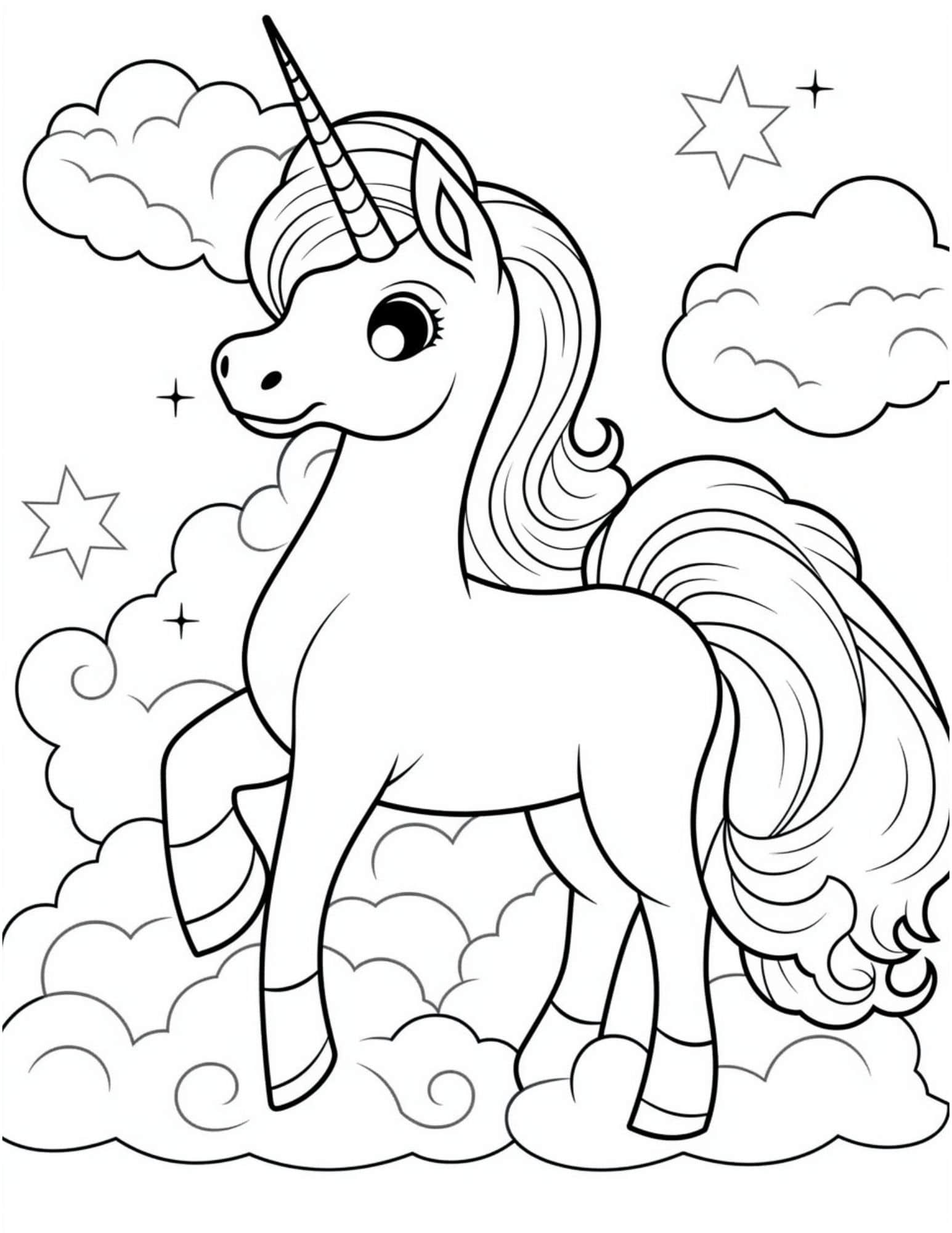 Magical unicorn coloring pages for kids and adults