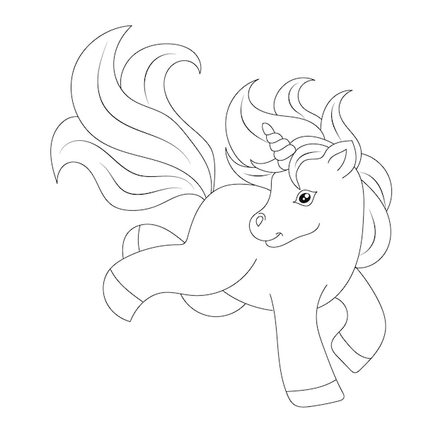 Premium vector unicorn kids coloring page vector blank printable design for children to fill in free vector