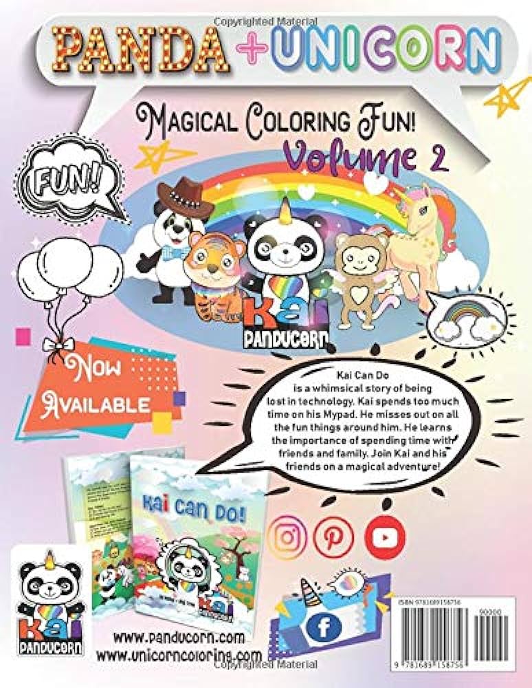 Panda unicorn coloring book volume kai panducorn series the magical adventures of a half