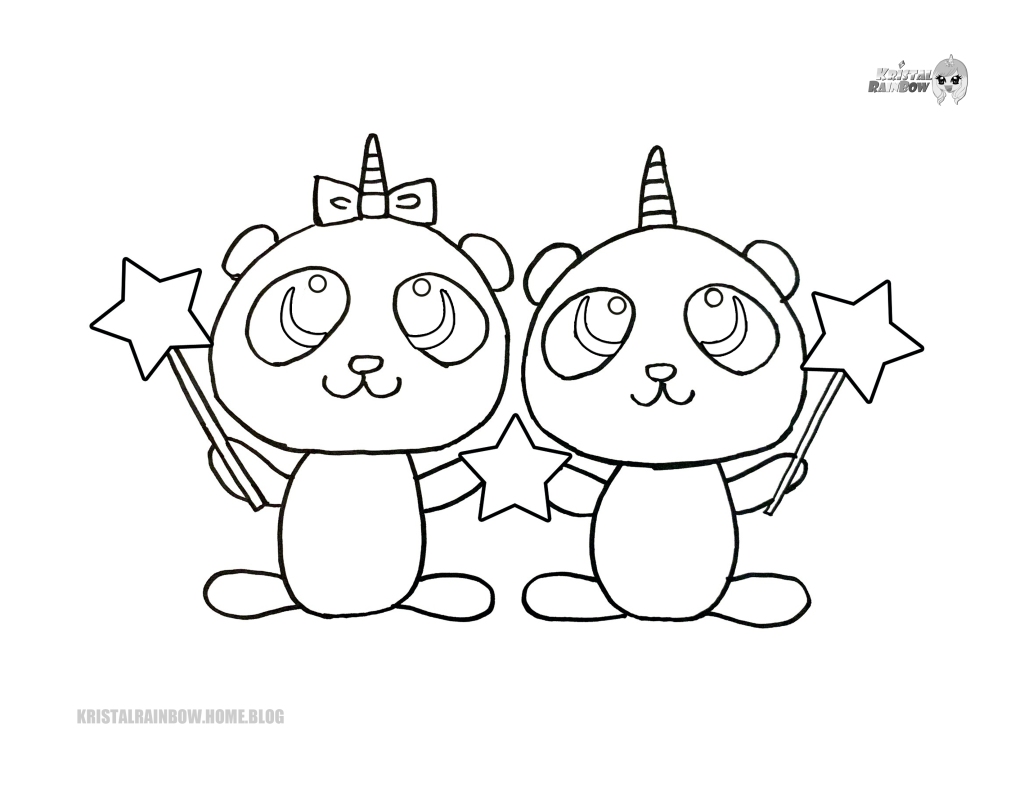 Free coloring panda unicorn pandacorn unipanda twin pandas panda bff â kristal rainbow creative tv â free coloring pages