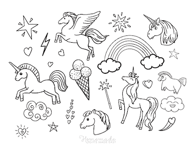 Magical unicorn coloring pages for kids adults