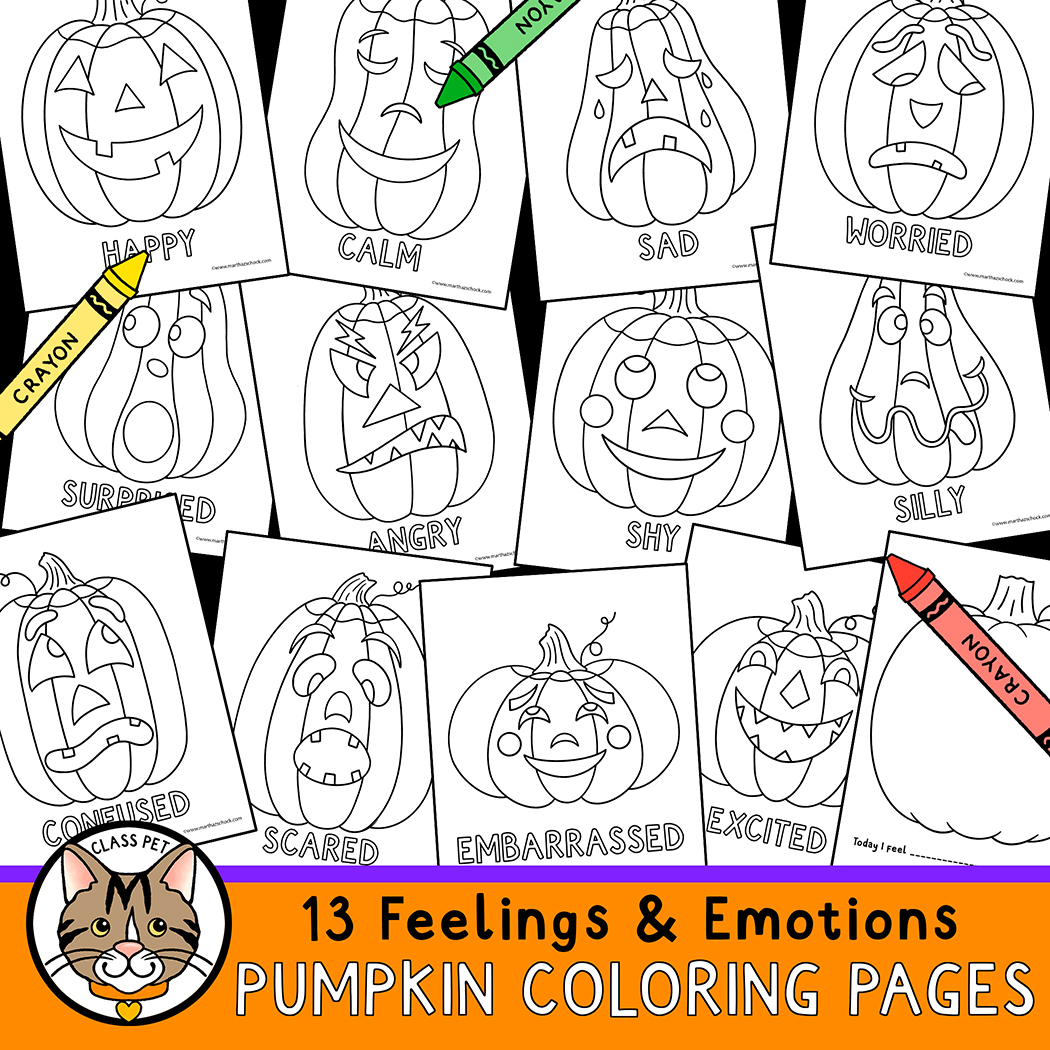 Sel feelings and emotions pumpkin coloring pages made by teachers