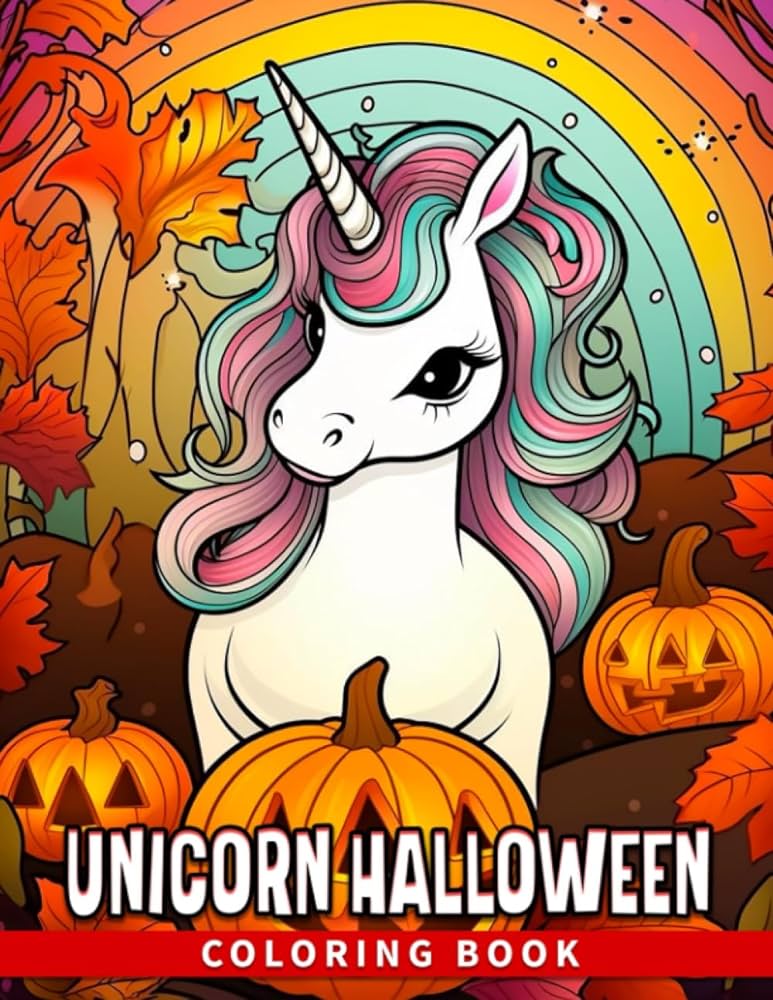 Unicorn halloween coloring book fun and easy coloring pages in cute kawaii style for all ages to relax and unwind elliott zaina books