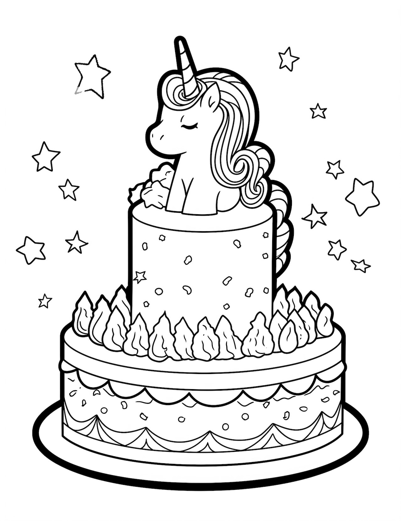 Joyous birthday cake coloring pages free printable