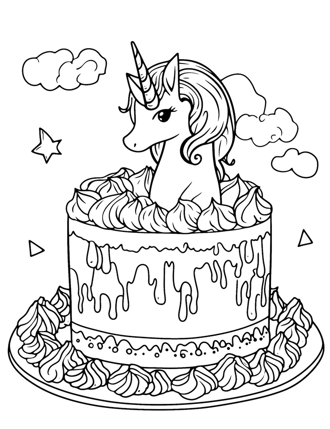 Joyous birthday cake coloring pages free printable