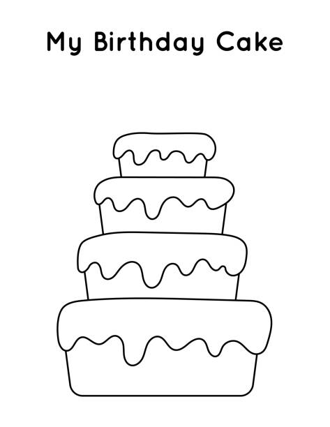 Birthday cake coloring page stock illustrations royalty