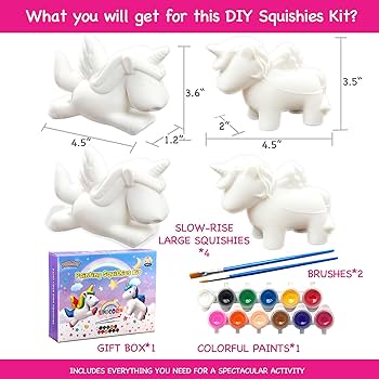 Unicorn squishy toys paint your own squishies slow rising kit large squishies pack stress relief toy for boys and girls arts and crafts for kids birthday