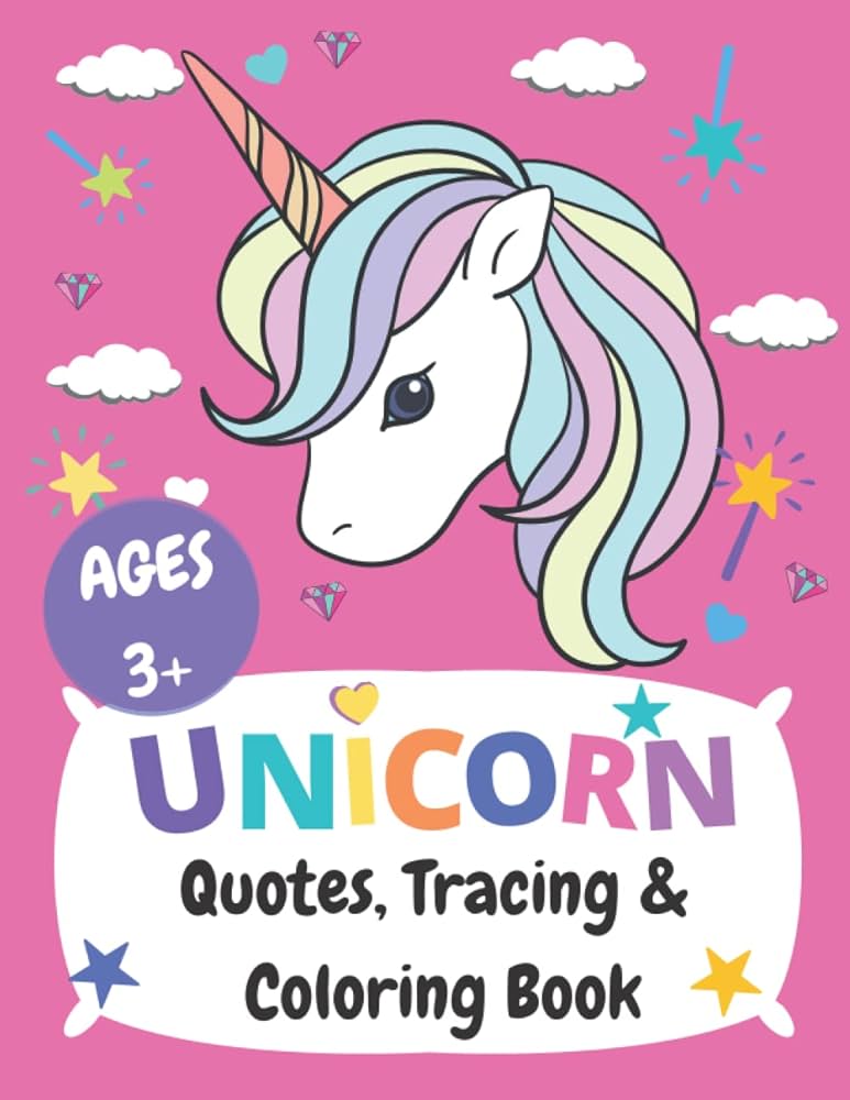 Unicorn quotes coloring book for kids ages a childrens coloring tracing and bonus drawing pages for year old kids for home or travel pepper taki books