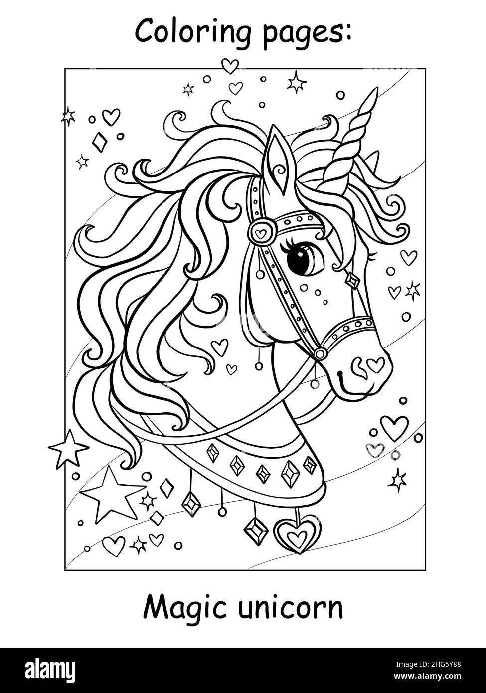 Coloring page unicorn children hi