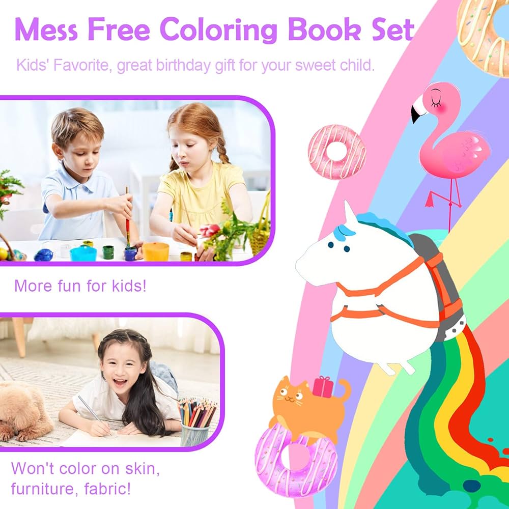Unicorn coloring pads set for girls unicorn coloring book set with coloring pages and coloring pencils for drawing painting coloring kit for girls boys kids ages