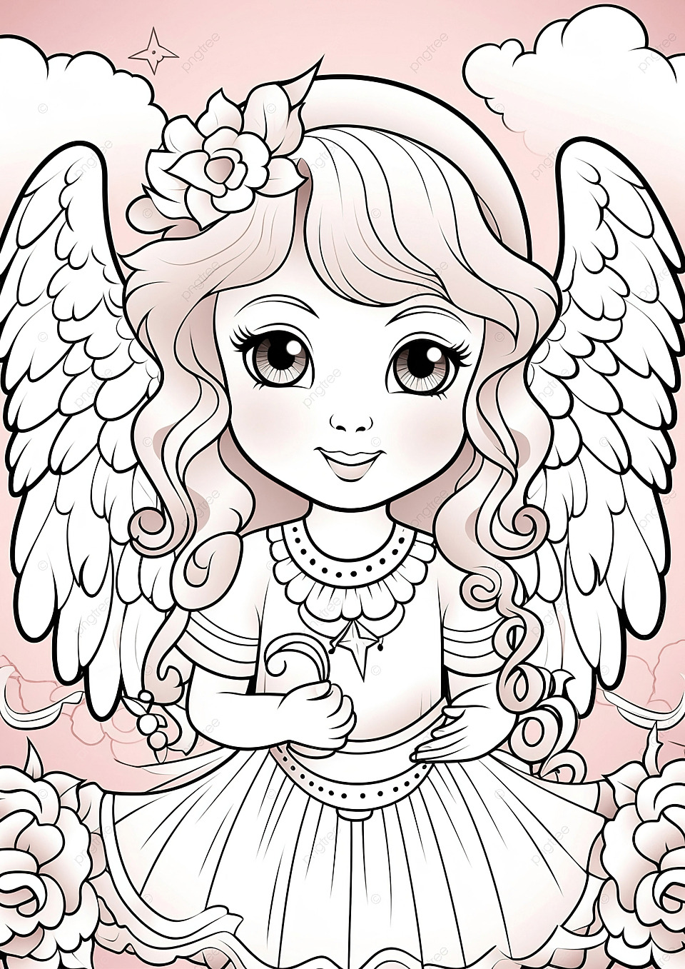 Coloring book for kids with a cute unicorn angel using cupid costume themed valentine day background wallpaper image for free download