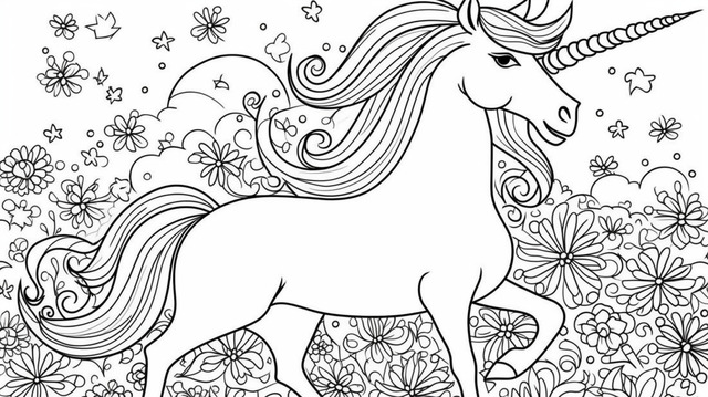 Unicorn coloring page flower coloring pages unicorns and background coloring book unicorn picture colorful abstract background image and wallpaper for free download