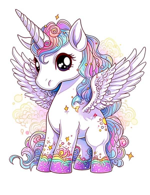 Magical unicorn coloring pages for kids and adults