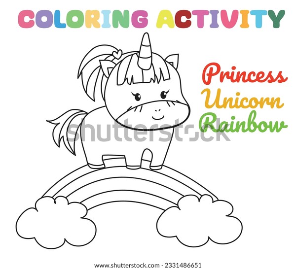 Coloring unicorn worksheet page lets colouring stock vector royalty free
