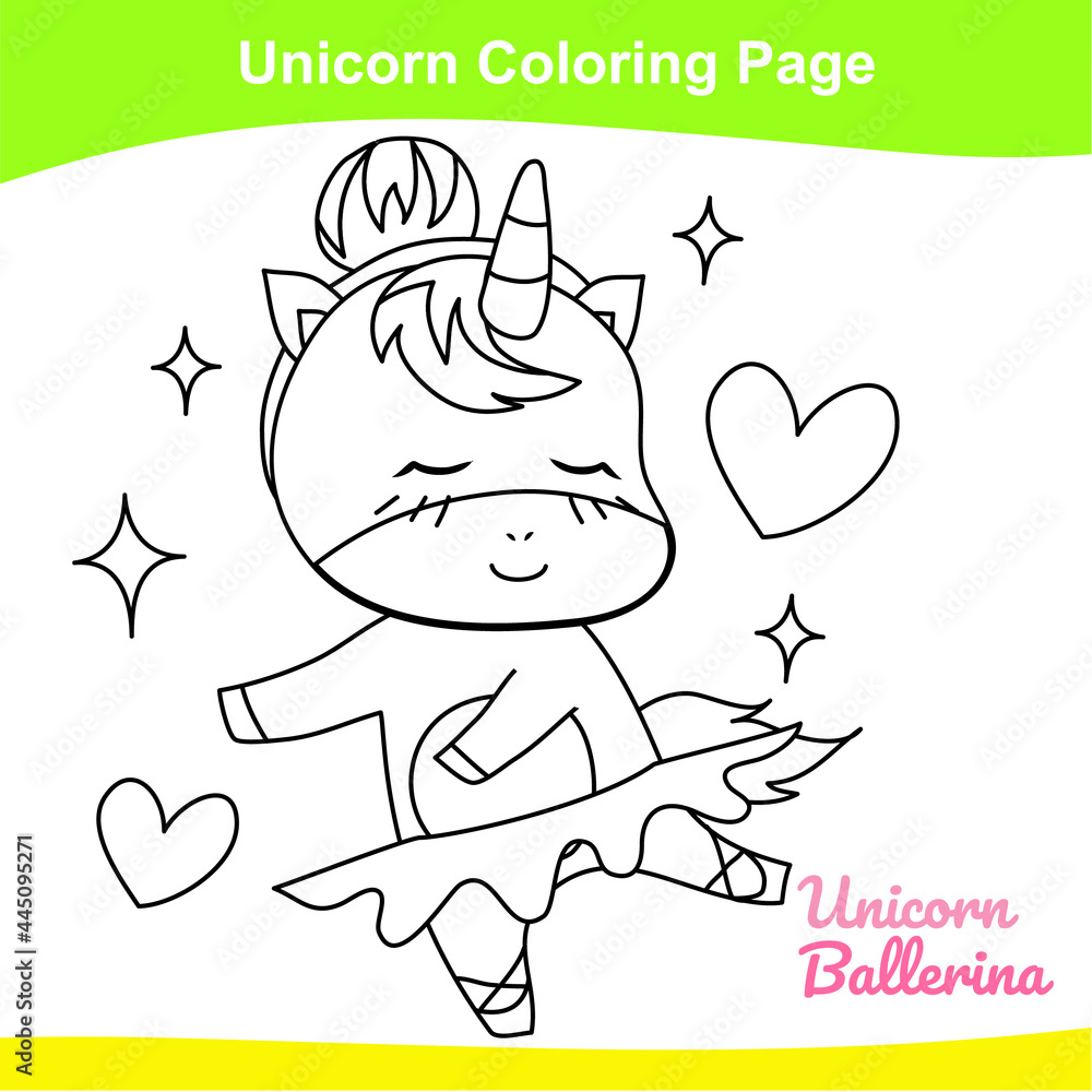 Unicorn coloring worksheet page coloring sweet unicorn worksheet page educational printable coloring worksheet additional worksheet for kids vector illustration in cartoon style vector