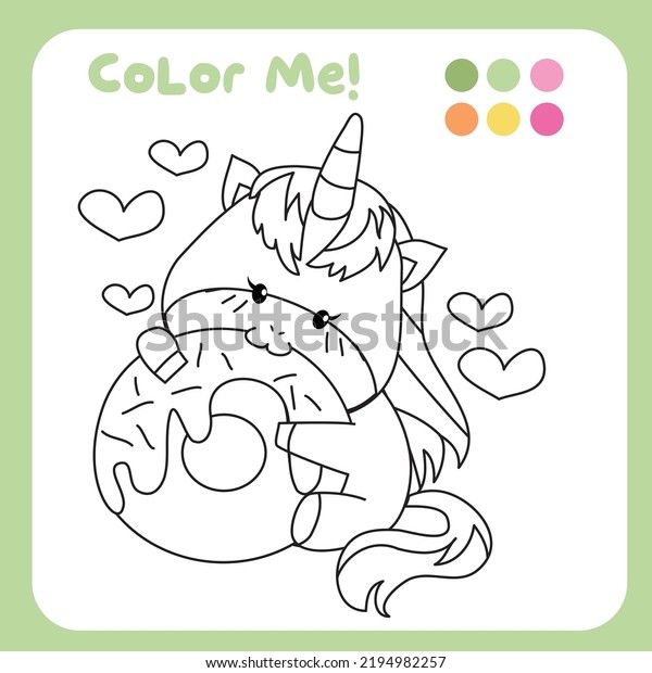 Coloring unicorn worksheet children educational printable stock vector royalty free