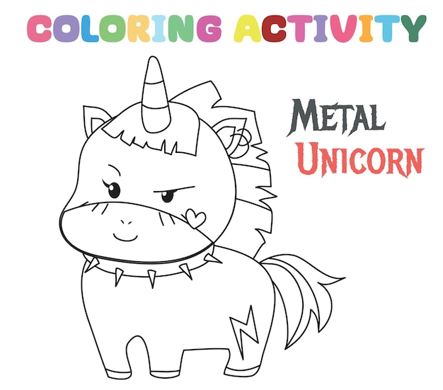 Premium vector coloring unicorn worksheet page fun activity for kids educational printable coloring worksheet