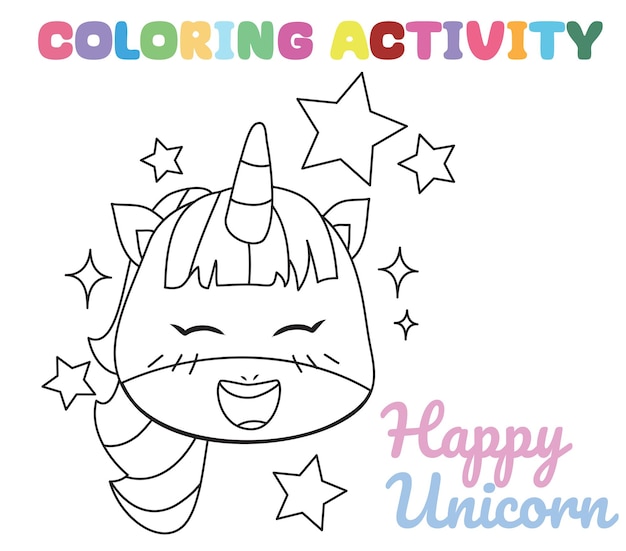 Premium vector coloring unicorn worksheet page fun activity for kids educational printable coloring worksheet